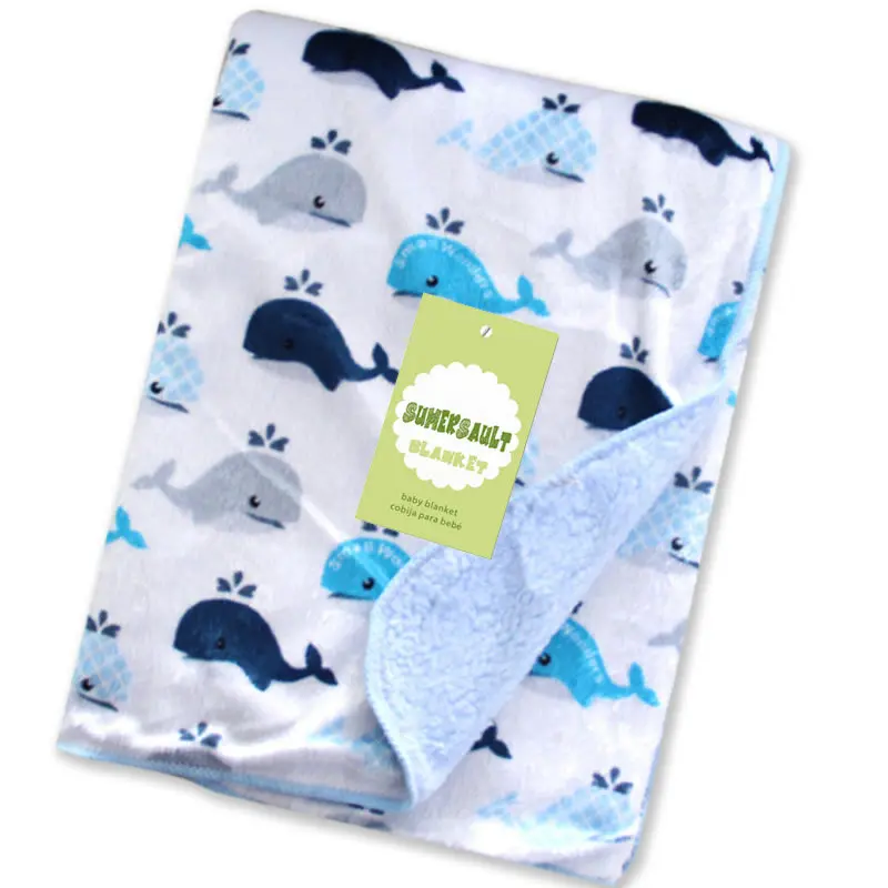 Wholesale polyester printed polar fleece baby flannelbaby milestone blanket football