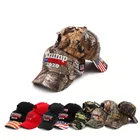 Wholesale embroidered cap custom camo american flag donald trump hat 2020
