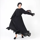 7009 New design abaya dress black kaftan fashion chiffon black abaya