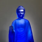 Royal Blue Liuli Home Decor Fengshui Standing Large Buddha Statues Of Medicine For Sale
