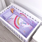 Bedding European And American Style Rainbow Unicorn Theme Cot Set Crib Bedding Organic Baby Crib Bedding Set For Girl
