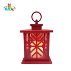 Red Led Electric Christmas Decorated Lantern Square Shape Smart Indoor Hanging Ornament With SnowFlake