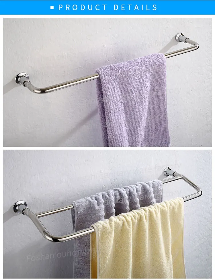600mm Length Wall Mounted Bathroom Accessories Extension Stainless Steel Single Towel Bar
