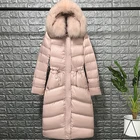 Down Feather Jacket Woman Fox Fur Collar Slim White Duck Down Parka With Fur Hood Down Packable Coat