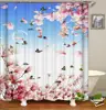 Peach Blossom Shower Curtains Polyester,Anti Fungal Shower Curtain/