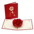 Flower Big Rose Handmade Diy Laser Engraving Greeting Cards 3D Pop Up Valentine Love With Envelopes