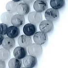 High quality Factory Direct Sales4mm6mm8mm10mm black hair crystal quartz loose beads Natural Gem semi-gem