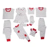 2019 100% cotton round neck grey stripe matching infant children sets women cheap christmas family pajamas