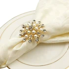 Latest design gold pearl napkin ring for wedding