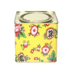 Eco- Friendly Health Tea Tin Can High End Top Grade Square Pretty Floral Tea Tin Box