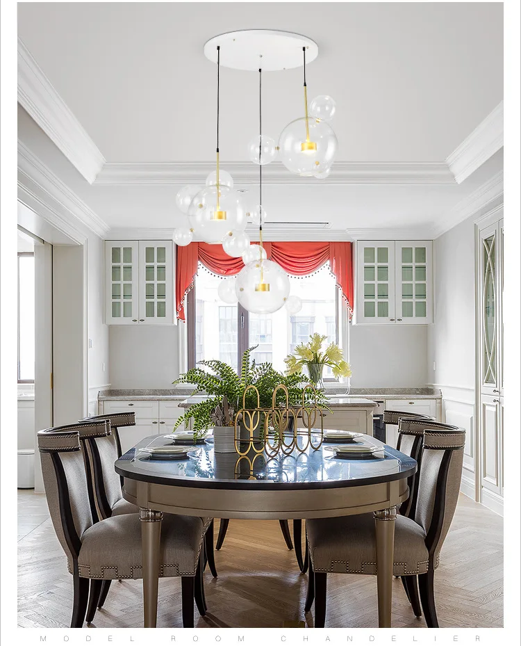 Postmodern Nordic soap glass bubbles designer LED pendant lamp for living room Mickey shape chandelier