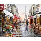 Paris StreetHandpainted Canvas Painting Home Wall Art Picture Numbers Digital DIY Oil Painting Frame