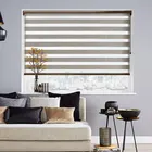 SUNC Horizontal Pull Down Roller Curtain Blinds Shade With Dual Fabric