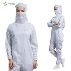 Cleanroom unisex gender esd blue grid work clothes antistatic jumpsuit with hoodie coverall workwear