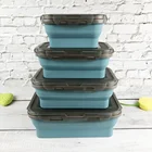 Refrigerator fresh-keeping box foldable silicone food box bento lunch box size 4 sets of storage sealed