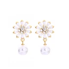 e982239d Trendy Style Camellia Flower Stud Earrings Pearl Flower Big Brand Eesign Earring Boucle Femme Pendante Chic Jewelry