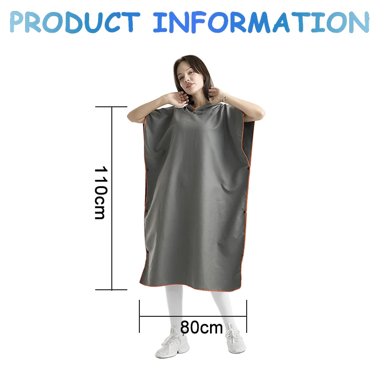2019 quick dry lightweight solid color ultra compact surf poncho quick dry custom microfiber hooded poncho