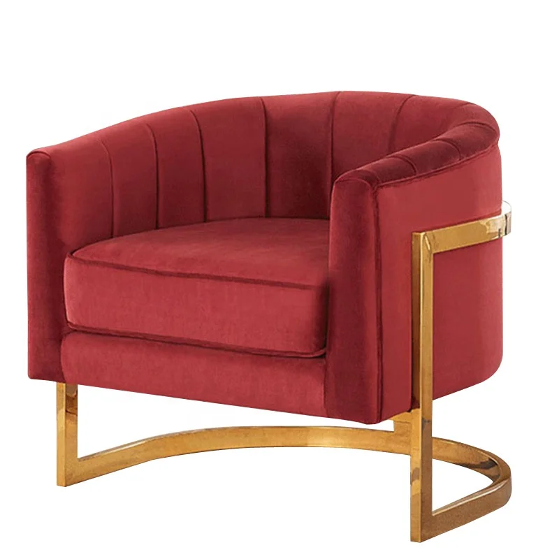 Conjuntos de sofá de veludo vermelho cadeira do sofá moderno para a produção da China