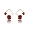 91230 Hot sale rhombus shaped artificial gemstone and pearl stud earrings graceful ladies jewelry