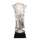 Super crystal glass vase trophy with black trapezoid base