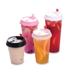 Customized 24 oz 700ml plastic PP cup bubble milk tea cup with lid for cold and hot drinks