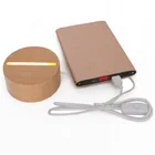 Factory Price Nordic Solid Wood Imported Beech 3D Table Battery Light LED Lamp Base etch