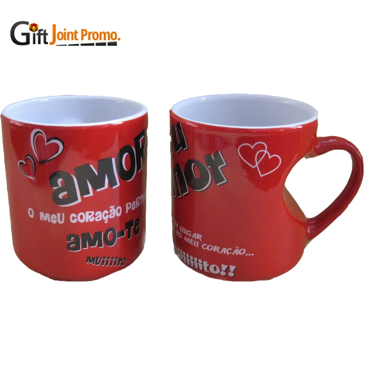 shape love ceramic couple sublimation mugs color glazed ceramic