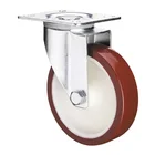 Hot selling red pu nylon core industrial castor wheel with brake/Bolt hole/Threaded Stem