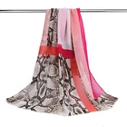 Snakeskin print long scarf custom polyester voile neckerchief patchwork crinkle shawl twill spring floral scarves