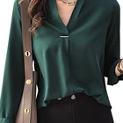 Stylish Clothing Long Sleeve V Neck Chiffon Top Lady Blouse