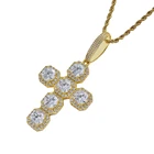 Fashion personality necklace women mens jewelry hiphop stainless steel cross diamond necklace