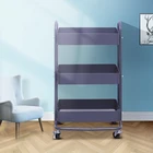 Cart Trolley Cart 3 Tier Rolling Storage Cart Utility Trolley Cart Industrial Black Workspace Rolling Luggage Cart