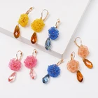 JUJIA za New Resin Flower Drop Earrings Wedding Jewelry Handmade Elegant Earring For Women Bijoux Accessories