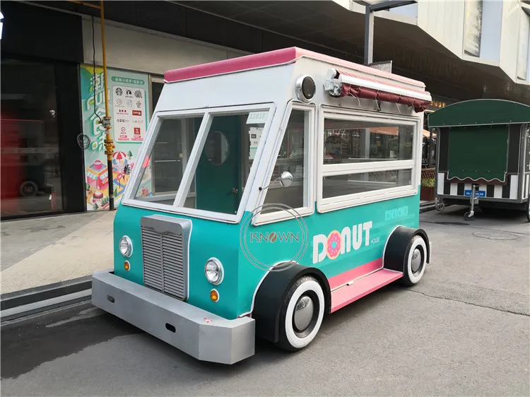 2021迷你移动街道快餐亭卡车甜甜圈热狗自动售货车复古拖车面包车