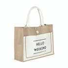 custom printed company logo Jute shopping bags reusable grocery Jute tote Jute shoulder bags