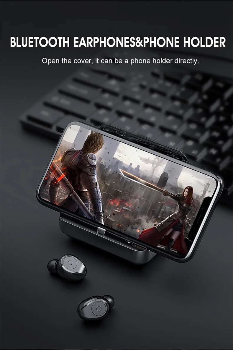 2019 BT wireless earphone talking 4hours TWS 5.0 earbuds with charging case for Amazon - ANKUX.COM