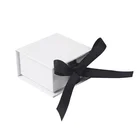 Custom logo printed luxury paper gift packaging magnetic jewelry box with ribbon