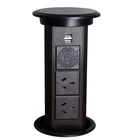 LED Pull 4 Gang 2 Pin Smart Round Outlet Kitchen Worktop Power Socket Pop Up Outlet