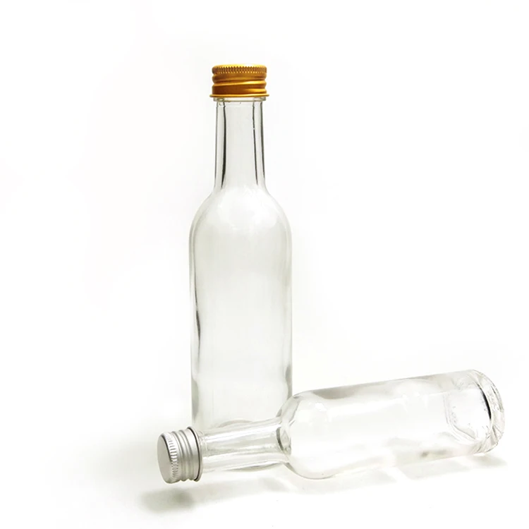 Uzun boyun mini cam şişe şarap 50 ml 100 ml küçük viski şişe cam için likör ile kap