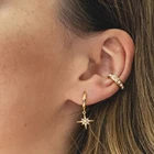 Packaging Customization 925 Sterling Silver Opal Starburst Huggies Earrings 18K Gold Plated Hoop With Cubic Zircon