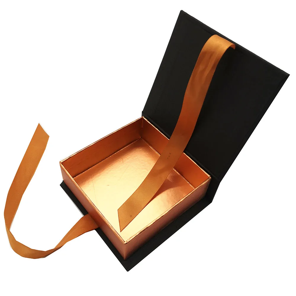 book shaped chocolate rigid packaging paper box with silk ribbon