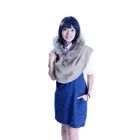 Wool Winter Knitted Plain Women Pashmina Shawl With Warm Fur Hat