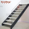 Tempered glass panel stairs stainless steel structure straight staircase