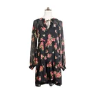Spring beautiful flower casual sexy midi two piece set black transparent long sleeve women clothing dress