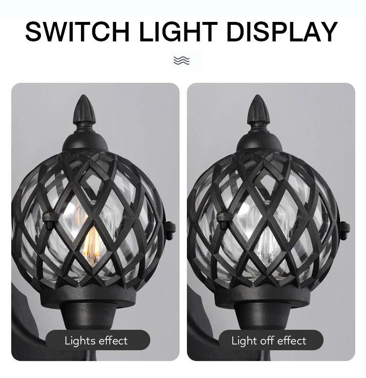Street Sidewalk Square Park Retro Outdoor Garden E27 Lantern Wall Lamp