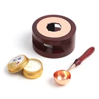 Solid Wood Antique Sealing Wax Furnace Melting Wooden Handle Brass Key Seal Decoration Stamp Craft Gifts