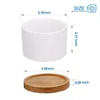 Ceramic Pot Pots White Small Ceramic Flower Planter Pot With Bamboo Tray Mini Ceramic Flower Pots