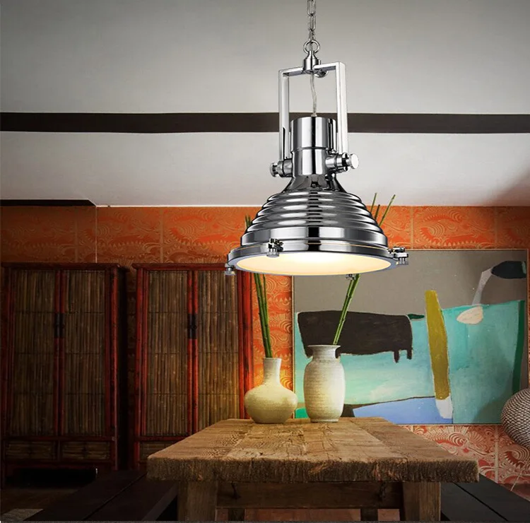 Prim Industrial brass Satin Nickel Round Dome Single Pendant Light Fixture