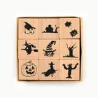 2020 new arrivals Halloween Design wooden stamp for making card, Wholesale Branding Wooden Rubber Stamp For Halloween