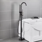 Black Stand Bathtub Mixer Tap Stainless Steel Freestand Bath Faucet